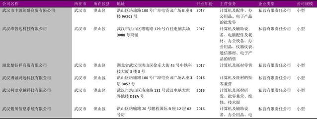 武漢市計算機及周邊產品零售行業企業名錄2018版2537家